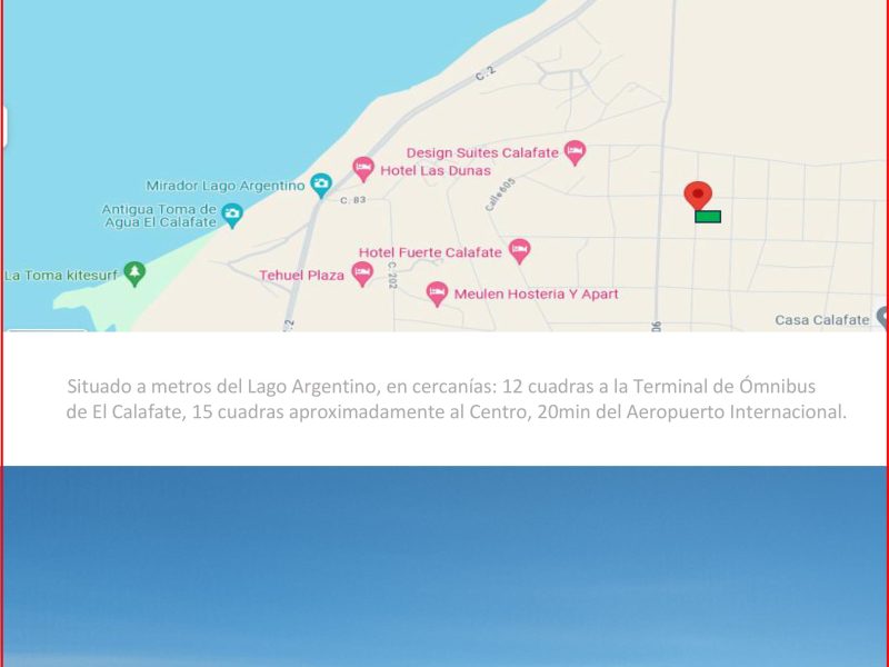 DUEÑO VENDE TERRENO FRENTE AL LAGO B° RESIDENCIAL - EL CALAFATE